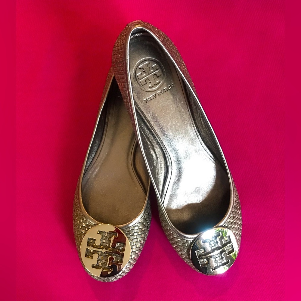 🎉HOST PICK🎉 Tory Burch Woven Metallic Ballet Flat